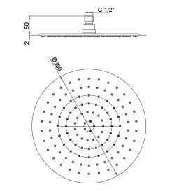 Верхний душ Paini 50CR759UP30E 30см хром